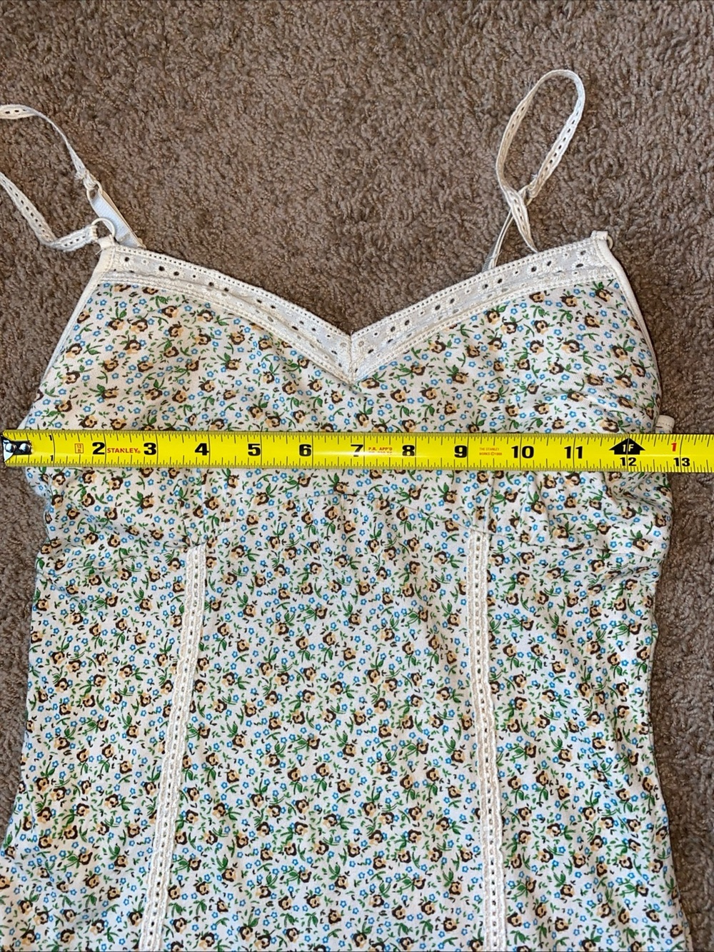 Y2K Lei 100% Cotton Floral Print Camisole Top Sz M Cottage Coquette Lace Fairy - Picture 5 of 7